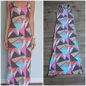 Geometric Patterned Maxi Dress Size Small